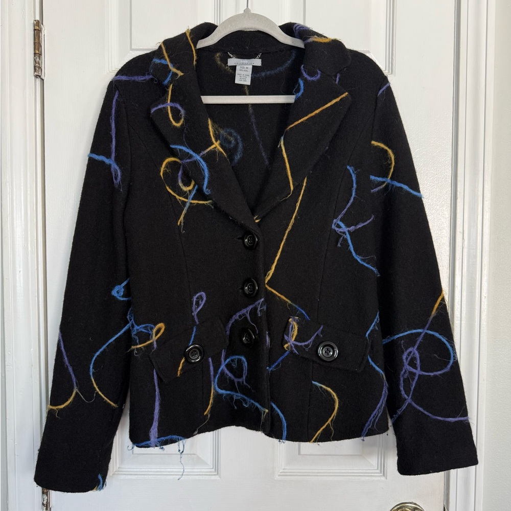 Deed Collection Women’s Black Blazer with Colorful Accents